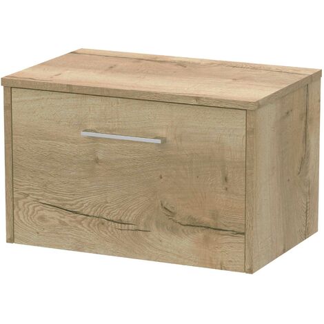 Hudson Reed Juno Wall Hung 1-Drawer Vanity Unit with Worktop 600mm Wide - Autumn Oak