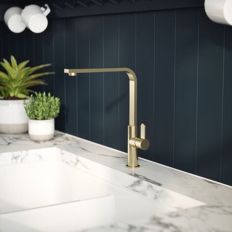 Nuie Churni Mono Kitchen Sink Mixer Tap Single Lever Handle - Brushed Brass
