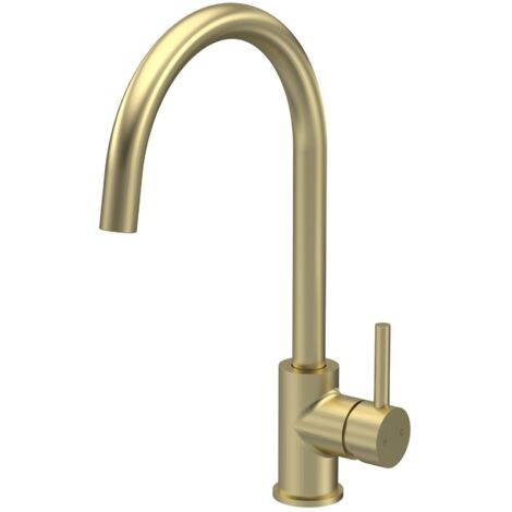 Nuie Lachen Mono Kitchen Sink Mixer Tap Single Lever Handle - Brushed Brass