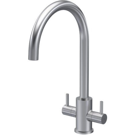 Nuie Lachen Mono Kitchen Sink Mixer Tap Dual Lever Handle - Brushed Nickel