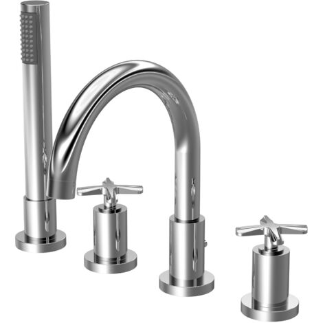 Nuie Aztec 4-Hole Pillar Mounted Bath Shower Mixer Tap - Chrome (1/2)