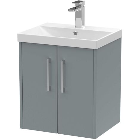 Hudson Reed Juno Wall Hung 2-Door Vanity Unit with Basin 3 500mm Wide ...