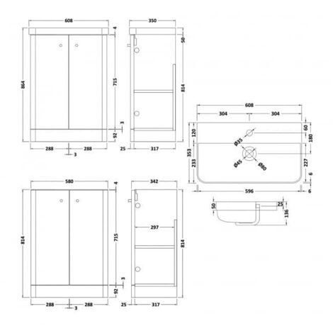 Nuie Core Floor Standing 2-Door Vanity Unit with Thin Edge Basin 600mm Wide - Satin Green