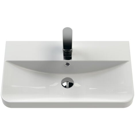 Nuie Core Floor Standing 2-Door Vanity Unit with Thin Edge Basin 600mm Wide - Satin Green