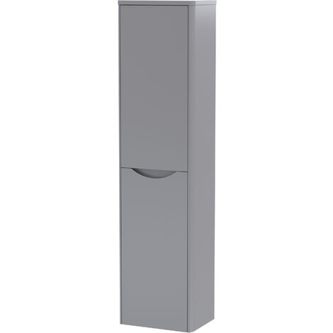 Nuie Lunar Satin Grey 1392mm x 356mm Single Door Tall Wall Hung Storage Unit - SML262 (1/4)