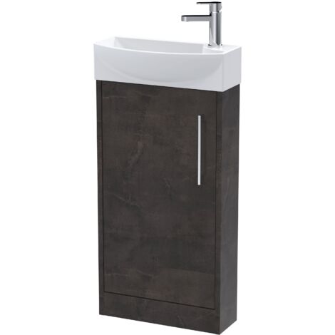 Hudson Reed Juno Compact LH Floor Standing Vanity Unit and Basin 440mm Wide - Metallic Slate (1/3)