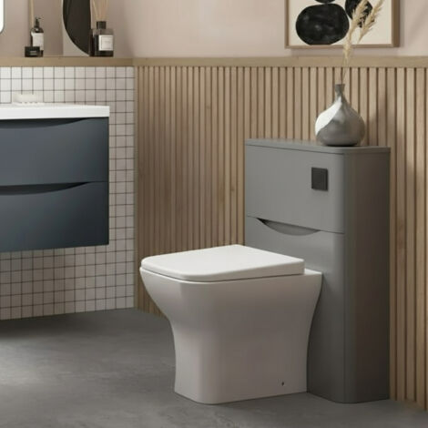 Nuie Lunar Back to Wall WC Toilet Unit 550mm Wide - Satin Grey