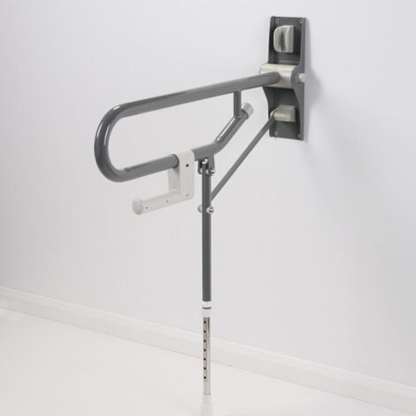 AKW 1800 Series Fold Up Toilet Support Grab Rail Adjustable Leg - Mid Grey (1/3)