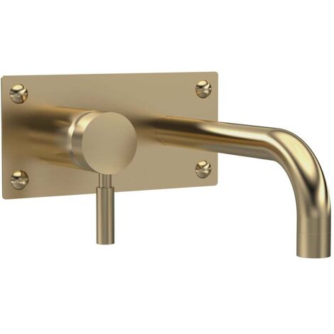 Hudson Reed Tec Lever Brushed Brass Wall Mounted Basin or Bath Filler Tap - PK828 (1/2)