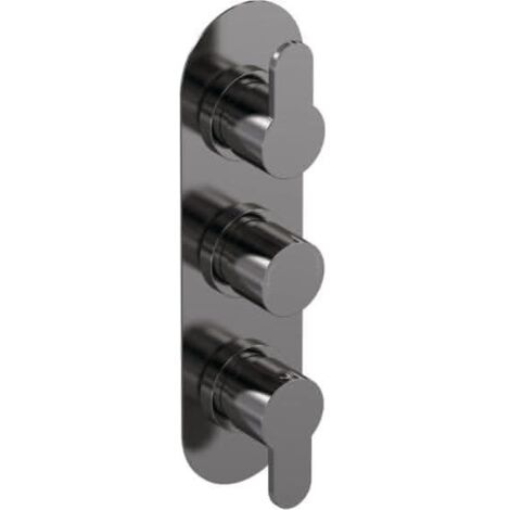 Nuie Arvan Thermostatic Concealed Shower Valve Triple Handle - Brushed Pewter (1/5)