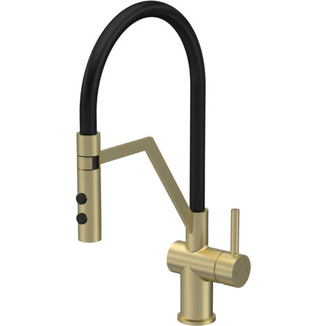 Nuie Ravi Mono Kitchen Sink Mixer Tap Single Lever Handle - Brushed Brass