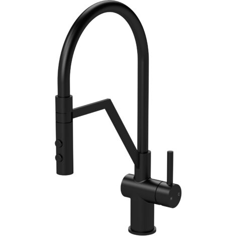 Nuie Ravi Mono Kitchen Sink Mixer Tap Single Lever Handle - Matt Black (1/2)