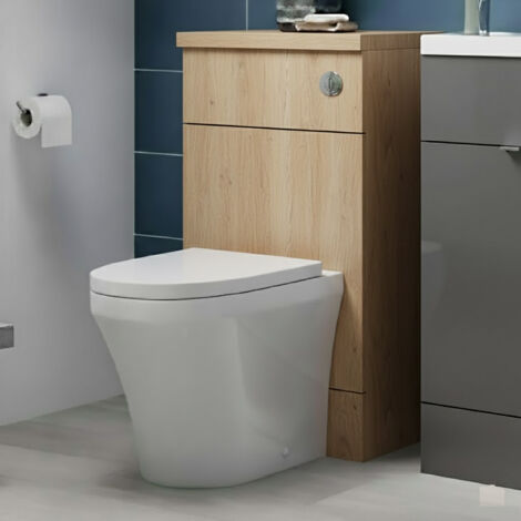 Hudson Reed Fusion WC Unit with Coloured Worktop 500mm Wide - Bleached Oak