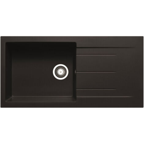 Prima+ Granite 1 Bowl Inset Kitchen Sink 1000mm L x 500mm W With Drainer - Black