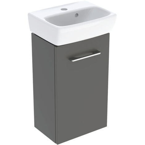 Geberit Selnova Wall Hung 1-Door Vanity Unit with Handrinse Basin 360mm Wide - Lava