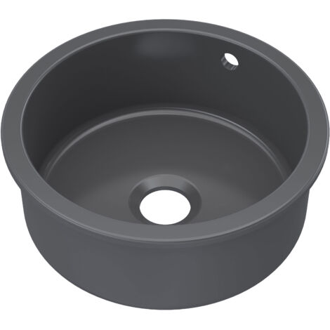 Nuie Undermount Round Kitchen Sink 1.0 Bowl with Overflow 460mm Diameter - Soft Black (1/2)