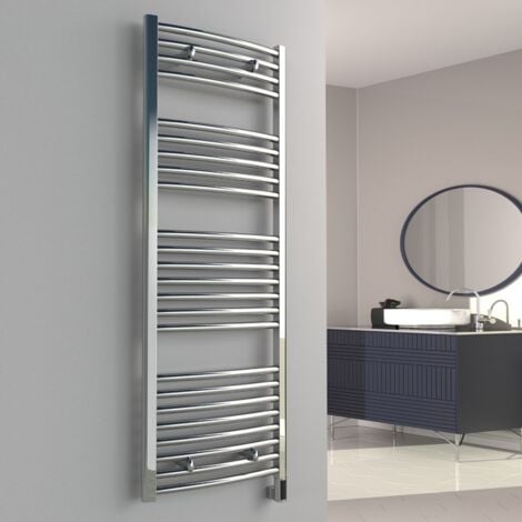 Reina Diva Curved Chrome Electric Towel Rail 800mm High x 500mm Wide ...