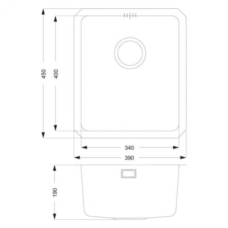 Prima+ R25 Compact 1.0 Bowl Undermount Kitchen Sink 450mm L x 390mm W - Stainless Steel