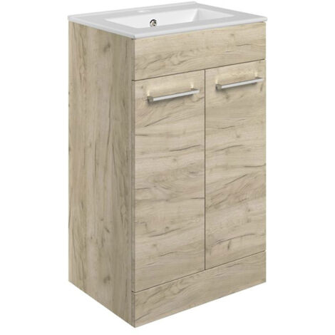 Signature Aalborg Floor Standing 2-Door Vanity Unit with Basin 510mm Wide - Oak