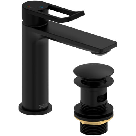 Bristan Saffron Eco Start Basin Mixer Tap with Clicker Waste - Black (1/3)