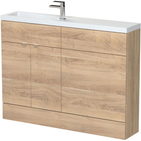 Hudson Reed Fusion Compact Combination Unit with 600mm WC Unit - 1200mm Wide - Bleached Oak (1/3)