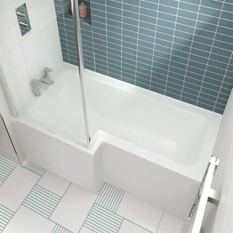 Nuie Square L-Shaped Shower Bath 1800mm x 700mm/850mm - Left Handed (inc Leg Set)