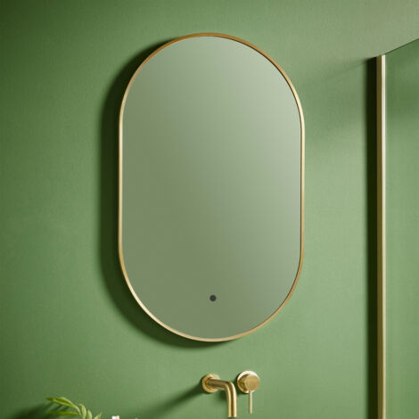 Orbit Aubrey LED Bathroom Mirror 800mm H x 500mm W - Brushed Brass (1/2)