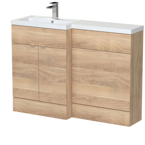 Hudson Reed Fusion LH Combination Unit with 600mm WC Unit - 1200mm Wide - Bleached Oak (1/3)