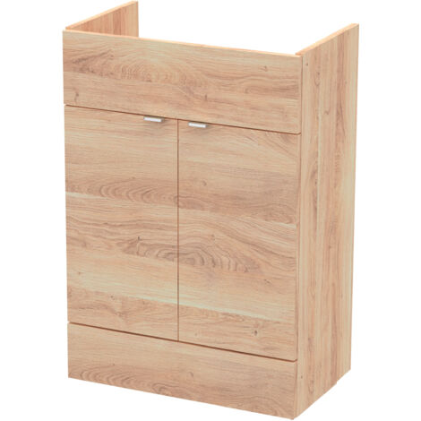Hudson Reed Fusion Floor Standing 2-Door Vanity Unit 600mm Wide - Bleached Oak (1/2)