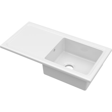 Nuie Inset Fireclay Kitchen Sink 1.0 Bowl 1010mm L x 525mm W - White (1/4)