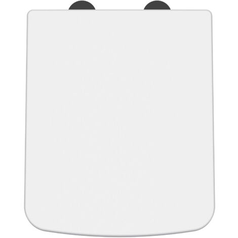 Nuie Luxury Square Toilet Seat with Soft Close Quick Release Hinges Black Cover Cap - White