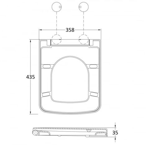 Nuie Luxury Square Toilet Seat with Soft Close Quick Release Hinges Black Cover Cap - White