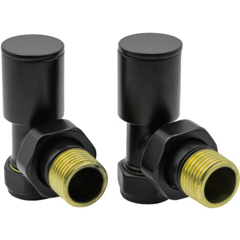 Reina Portland Angled Radiator Valves Pair 15mm - Black