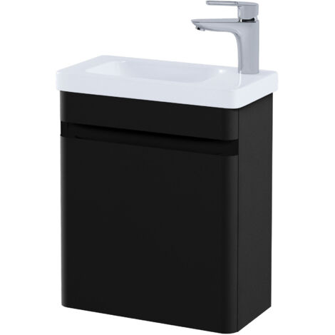 RAK Resort Wall Hung Cloakroom Vanity Unit with RH Basin 450mm Wide - Matt Black (1/3)