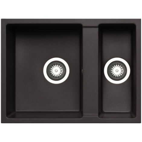 Prima+ Granite 1.5 Bowl Undermount Kitchen Sink 590mm L x 440mm W - Black