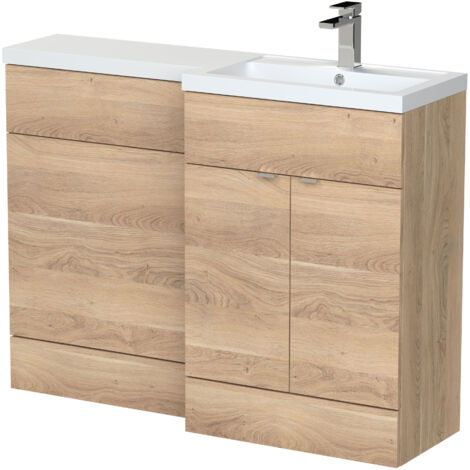 Hudson Reed Fusion RH Combination Unit with 600mm WC Unit - 1200mm Wide - Bleached Oak (1/3)