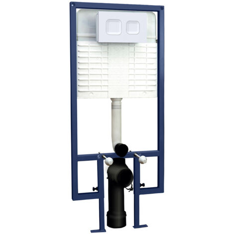 Nuie Concealed Cistern with Wall Frame and Matt White Square Dual Flush Push Buttons - XTY109S (1/2)