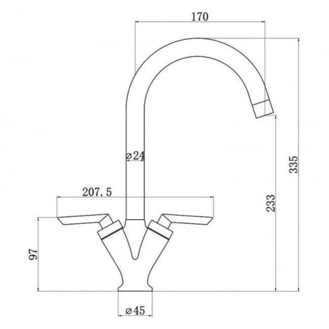 Prima V Shape Dual Lever Kitchen Sink Mixer Tap - Brushed Steel