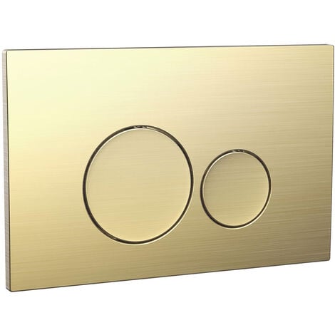 Orbit Round Dual Button Toilet Flush Plate - Brushed Brass