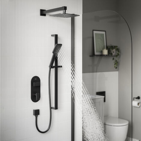 Bristan Tangram Dual Concealed Mixer Shower with Shower Kit and Fixed Head - Black (1/5)