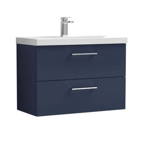 Nuie Arno Wall Hung 2-Drawer Vanity Unit with Basin-1 800mm Wide - Midnight Blue (1/5)
