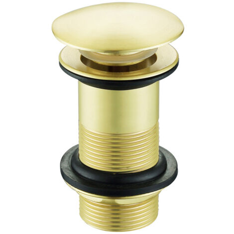Signature Mushroom Click Clack Unslotted Basin Waste - Brushed Brass (1/2)
