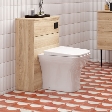 Nuie Arno Back to Wall WC Unit 500mm Wide - Bleached Oak