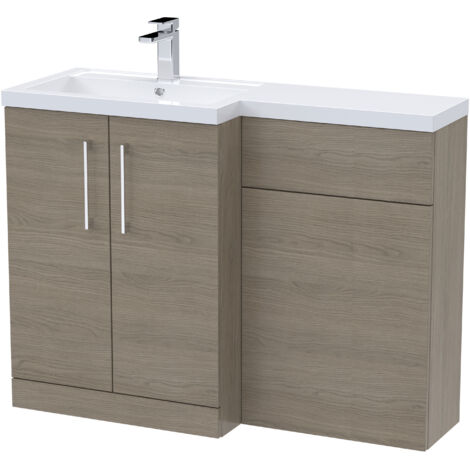 Nuie Arno LH Combination Unit with L-Shape Basin 1100mm Wide - Solace Oak