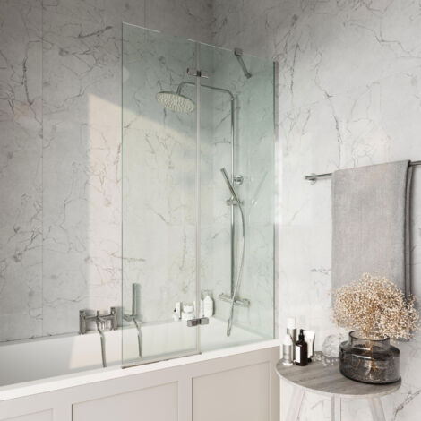 Orbit Square Pivot Chrome Bath Screen Including Fixed Panel 1500mm H x 900mm W - 6mm Glass (1/2)