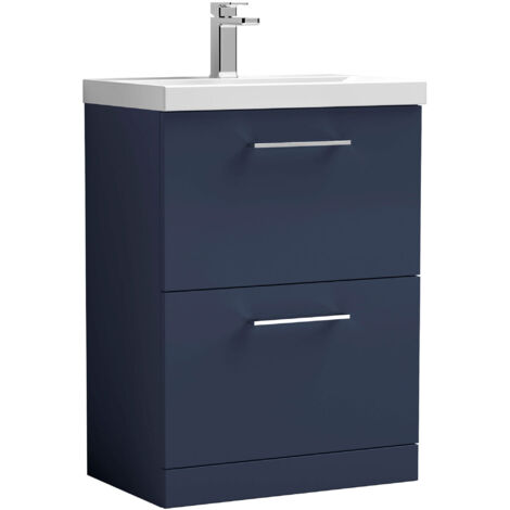 Nuie Arno Floor Standing 2-Drawer Vanity Unit with Basin-3 600mm Wide - Midnight Blue (1/5)