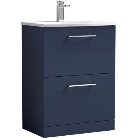 Nuie Arno Floor Standing 2-Drawer Vanity Unit with Basin-4 600mm Wide - Midnight Blue (1/5)