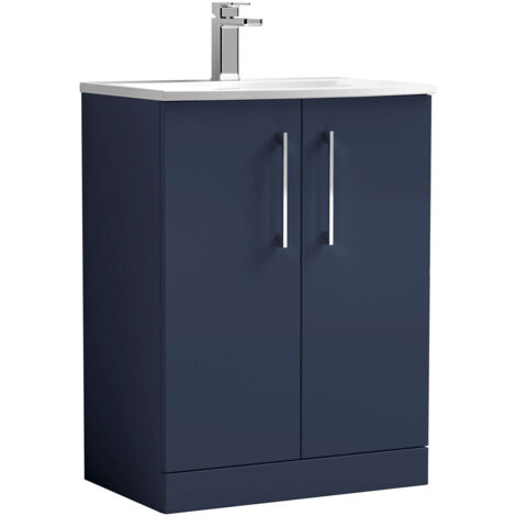 Nuie Arno Floor Standing 2-Door Vanity Unit with Basin 4 600mm Wide - Midnight Blue (1/5)