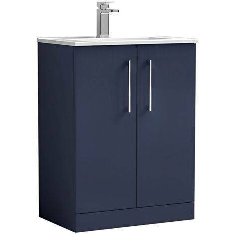 Nuie Arno Floor Standing 2-Door Vanity Unit with Basin 2 600mm Wide - Midnight Blue (1/5)