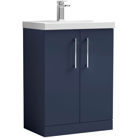 Nuie Arno Floor Standing 2-Door Vanity Unit with Basin 1 600mm Wide - Midnight Blue (1/4)